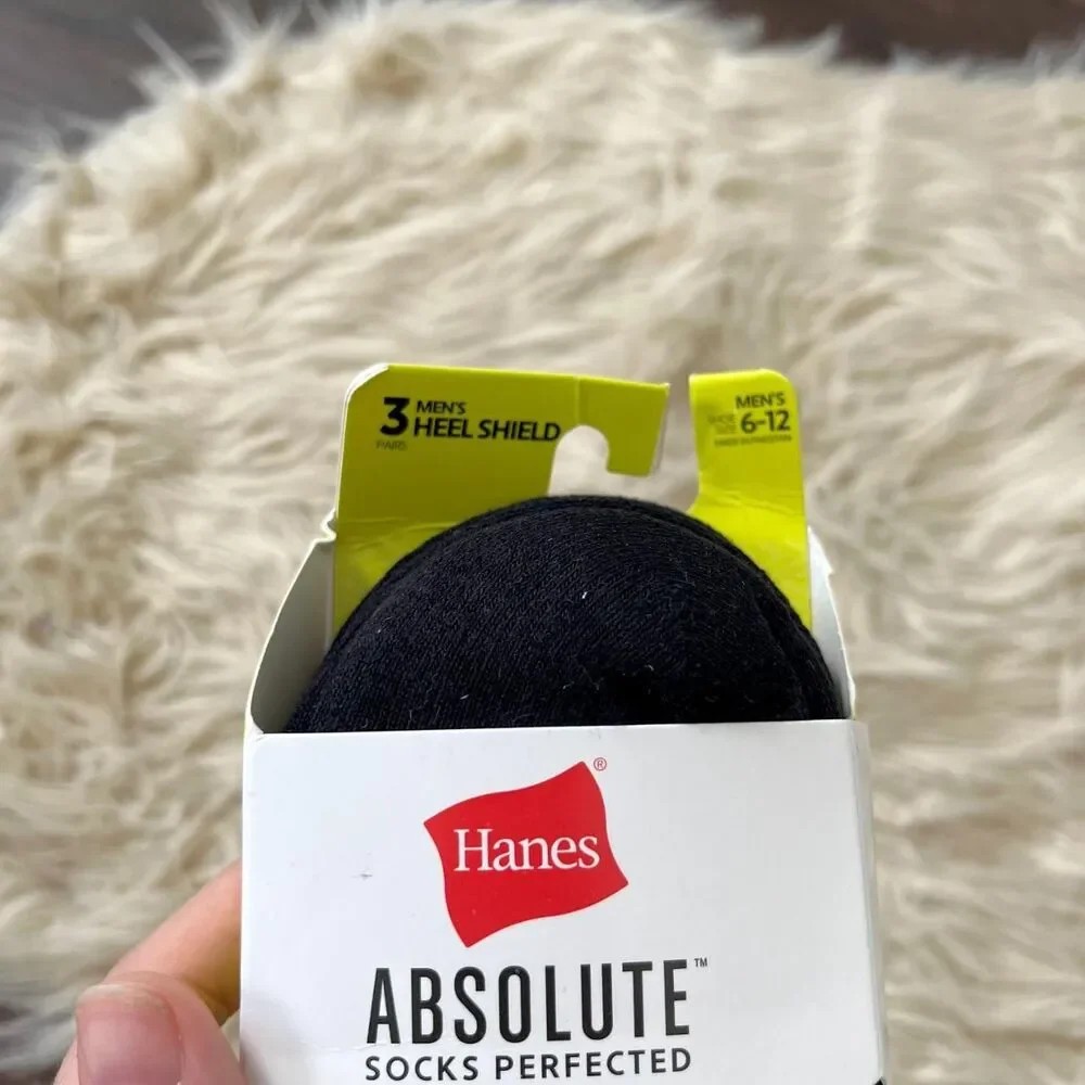NWT black Hanes Men's Absolute Active Cushioned Heel Shield socks Size 6 - 12